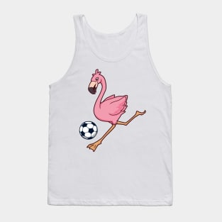 Cartoon flamingo playing soccer Tank Top